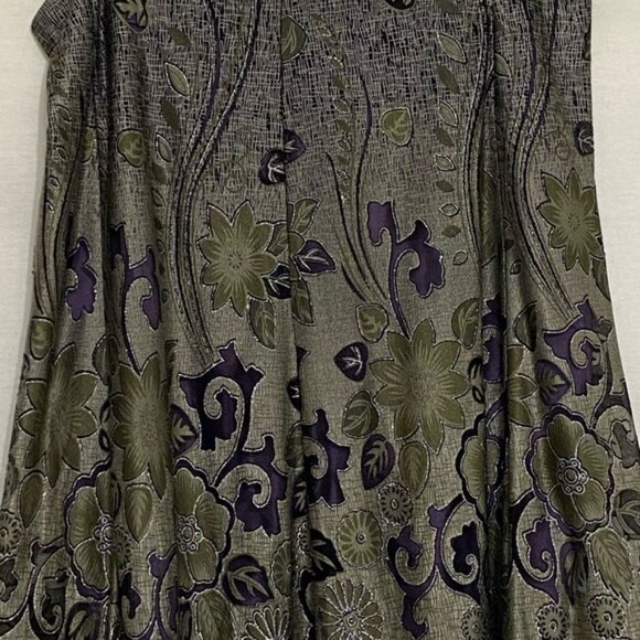W-76 SOLD To Polly Zashi Gray Purple & Green Lace Trim  Maxi Skirt Size XL - Picture 4 of 14
